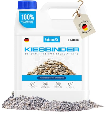 BIBODU Liant Gravier Extérieur 5L | Liant pour Gravier | Colle Gravier Exterieur | Parfait pour Gravier, Pierres et Paillis | Utilisation sur Sentiers, Terrasses et Jardins Extérie