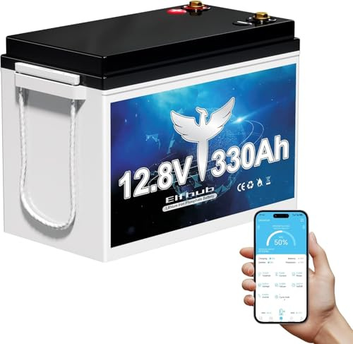 Lifepo4 330A 12V Mini mit 200A BMS, 4224Wh 15000+ Deep Cycle Lithium Eisen Phosphat Batterie, ideal für Off-Grid Systeme, Wohnmobile, Solaranlagen, Boote