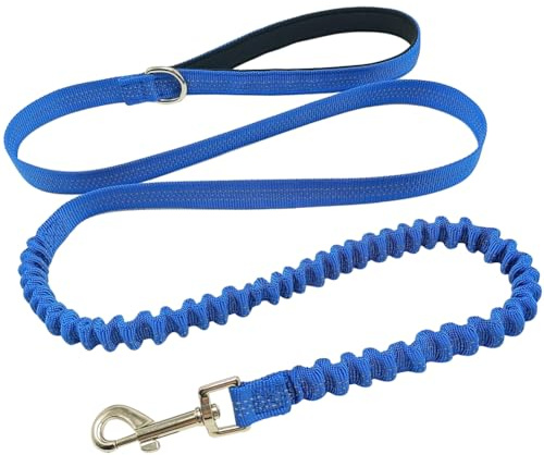 YUCFOREN 5-7FT Reflective Bungee Dog Leash, No Pull for Shock Absorption Nylon Elastic Walking Leash for Medium Small Dogs/Cats Dark Blue