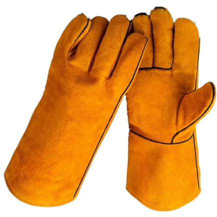 T TOVIA Welding Gloves - Fire Resistant Cowhide Leather Welder Gloves (2 Pair, 12.6 Inch) for MIG TIG Stick, BBQ & Animal Handling