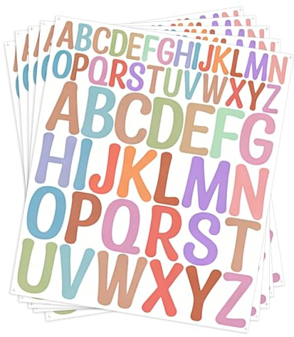 Buchstaben Aufkleber 832 Stück/16 Blatt, Selbstklebende Buchstaben Sticker Bunt, Vinyl Klebebuchstaben Groß Wetterfest, für Briefkasten, Schilder, Adressnummer, DIY Basteln (16)