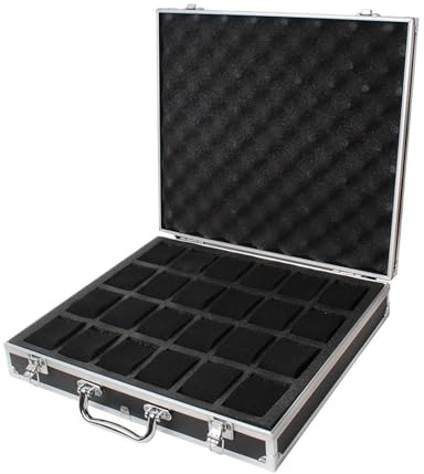 KIFSDLF 24 gürtet Uhrenbox Aluminiumlegierung Produktmuster Aufbewahrungsuhrbox Sammlung Displayboxen(GC16-24 Slots black)