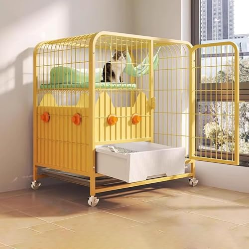 Jaula para mascotas de interior con ruedas, cajón de arena, hamaca, escalera para animales pequeños, gatos, conejos