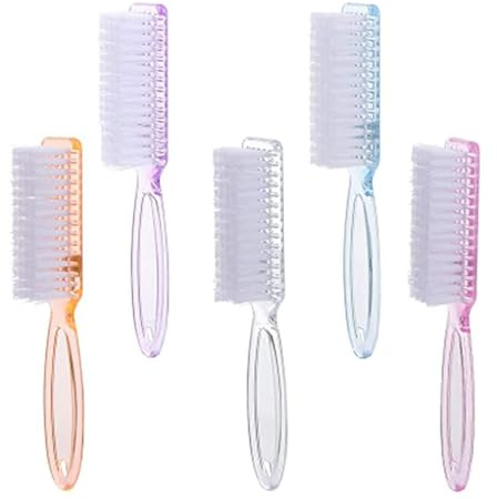 5 Pcs Handle Grip Nail Brushes Nail Arts Dust Cleaner Brush Colorful Long Handle Nail Cleaning Brushes Manicure Brush for Toes and Nails