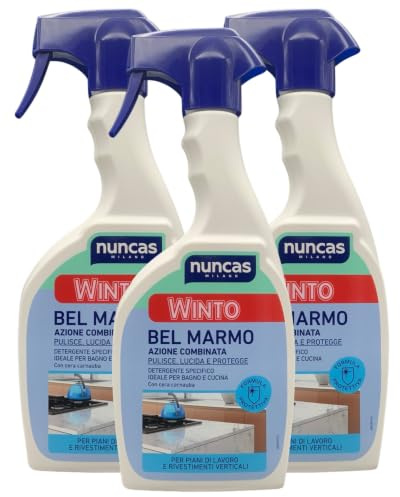 Detergente BEL MARMO Pulisce, Lucida e Protegge, Ideale In Bagno e In Cucina. Con Cera Carnauba, Per Piani Di Lavoro e Rivestimenti Verticali 500ml (3 Unità)