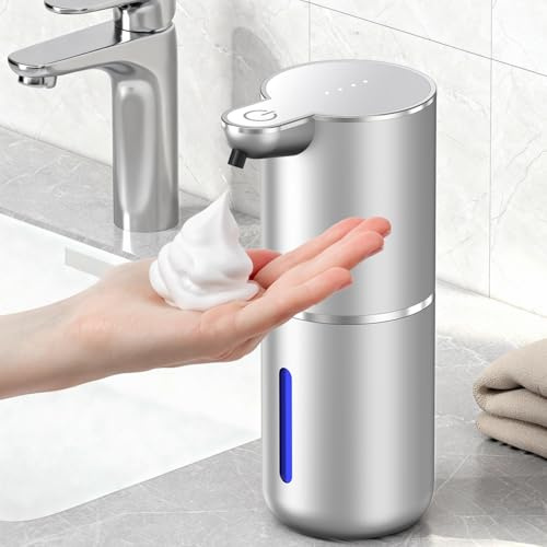 Fachixy Automatic Soap Dispenser, Non-Contact Wall Mounting, Electric Soap Dispenser with Sensor, USB Rechargeable, 380 ml, IPX5 Waterproof Foam Soap Dispenser for Bathroom, Kitchen