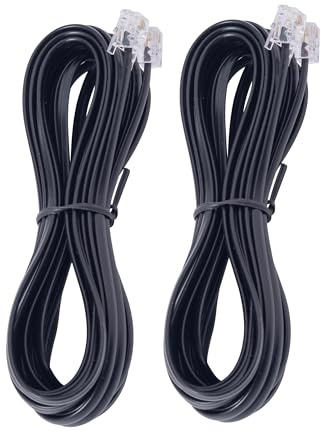ZTOXLR Phone Extension Cord 15 FT Long Phone Cable Line Wire, with Standard RJ11 6P4C Plugs，Black- 2 Pack