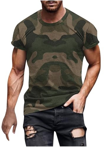 Générique Tee Shirt Homme Camouflage Militaire Grande Taille Shirts Ete Printemps Oversize Leger Tshirt Comfort Décontracté T-Shirt à Manches Courtes Respirant Outdoor Vêtements Vert armée XL