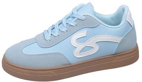 Halvskor, dam, eleganta, platta damskor med mjuk sula, promenadskor, lätta, bekväma sneakers, vintage, ventilerande, joggingskor, gummistövletter, halkfria fritidsskor, Himmelsblå, 38 EU