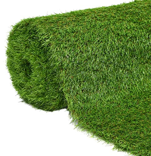 Molumvel Artificial Grass Roll Light Green Dark Green Brown 4 Pieces, UV Resistant Realistic Look Maintenance-Free Outdoor Turf for Balcony Garden Patio Decoration
