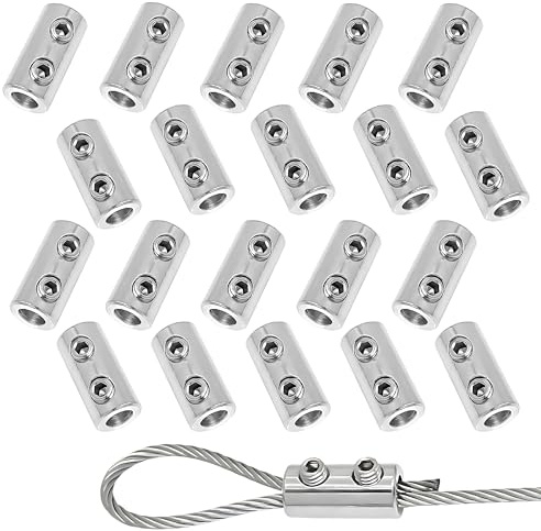 20 stycken för 1,5–2 mm tråd rope kod stängning vajerkodlås dubbla hål metall koppar klämmor, ståltråd kabel kabel klämma, rostfritt stål sling-verktyg fästtillbehör