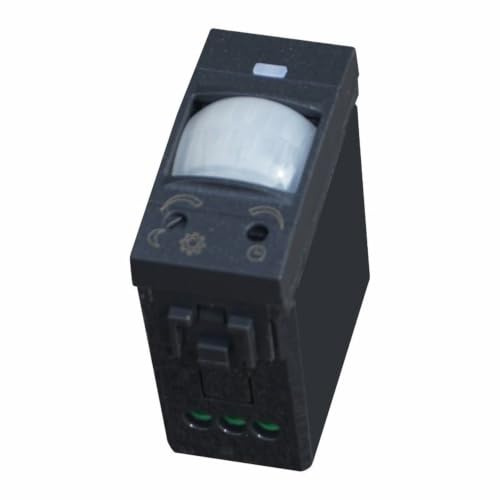 Sensore di Movimento PIR, Compatibile Con BTicino Living International, Colore Nero, da Incasso Per Serie Civile, 1 Modulo, Time Lux Regolabile, Angolo Rilevamento 120°