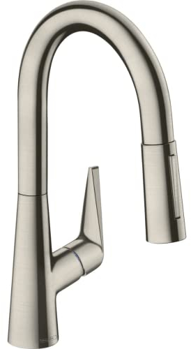 hansgrohe Talis S Einhebel-Küchenarmatur (Komfort-Höhe 160 mm, mit Ausziehbrause und Schlauchbox) Edelstahl Finish