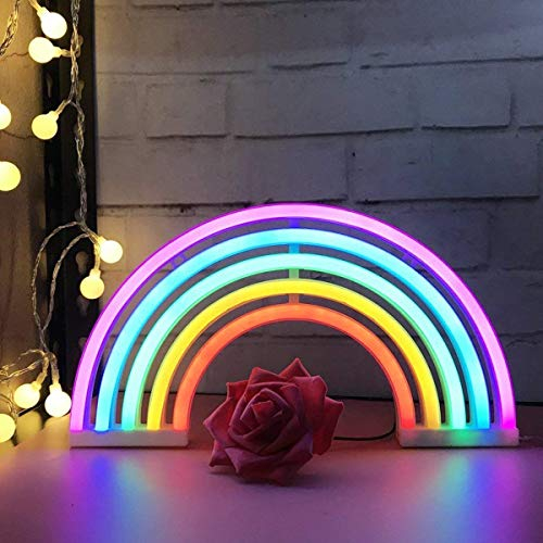 Rainbow LED Neon Signs Art Colorful Neon Lamp Night Lights Indoor Wall Decor for Home Party Anniversary Valentine Gifts Bedroom Decoration