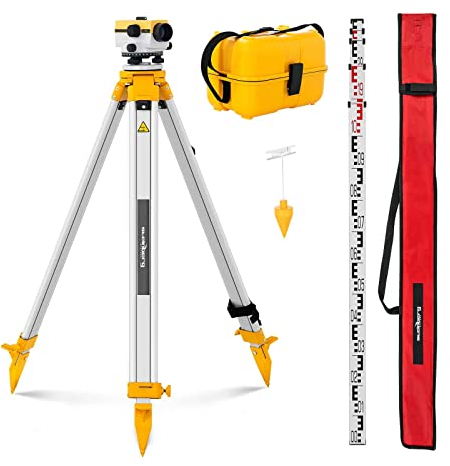 Steinberg Systems SBS-LIS-28/36 Nivelliergerät Nivellier Niveliergerät mit Stativ Nivellierset mit Stativ und Nivellierlatte 32-fache Vergrößerung Abweichung 1 mm Luftkompensator