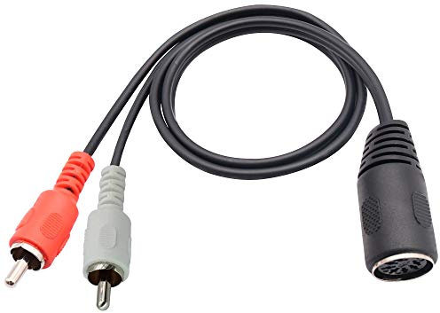zdyCGTime Din 7 Pin to RCA Extension Cable,2 RCA Male to 7 Pin Din Female Audio Adapter Cable,Compatible with Quad Stereo Systems.(0.5m)