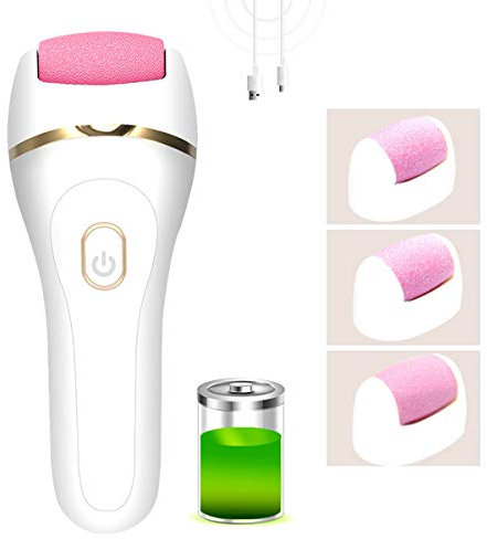 MIAOZHANG Pédicure Électrique, Professionnel Râpe À Pieds pour Peaux Dures, Électrique Anti-Callosité Rechargeables Épilateur De Callosités pour Les Soins des Pieds, Livré avec 3 Têtes À Rouleaux,B