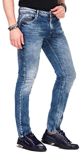 Cipo & Baxx Herrjeans, byxor, fritidsbyxor, slim fit, denimbyxor, himmelsblå, Model0, 34W x 30L
