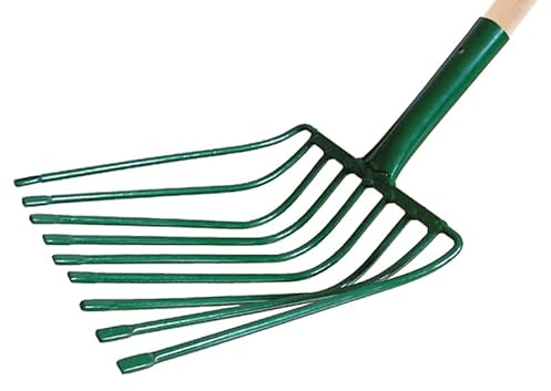 AGROHIT Steingabel mit 9 Zinken, Gabel mit Arbeitsteil aus Stahl, Drahtgabel mit 100 cm Langem T-Stiel, Kohlengabel, Kartoffelgabel, Heugabel, Mistgabel, Arbeitsmaße: 26,5 cm x 36 cm, Grün