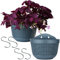 Hängende Pflanzgefäße 2 Stück Hängepflanzentopf Blumenampel aus Kunststoff Aufhängen Blumentöpfe Hängende Pflanzkörbe Wandbehang Pflanzgefäßen Hängekorb mit 4 Haken für Zaun Balkon Terrasse
