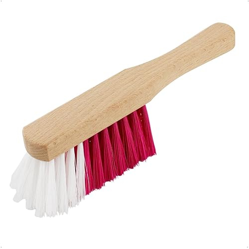 Rekord Handfeger für Kinder (Pinke Kunststoff-Borsten) mit 9 cm Holzgriff, Gesamtlänge: 18 cm, für Kinder ab 2 Jahren geeignet, Kindergartengerät, Handbesen, Holzhandfeger