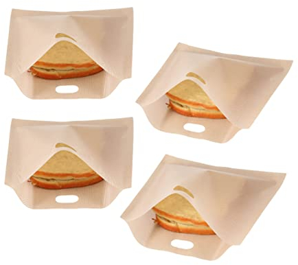 4Pcs Toaster Bags, Reusable Non Stick Toaster Bags Heat Resistant for Grilled Cheese Sandwiches