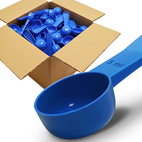 50pc Box, RE-GEN 5ml Reusable Short Handle Plastic Measuring Spoon Scoops Dosing Spoons | Ideal for Liquids, Powders, Granules, Home, Kitchen, Catering, Healthcare, Fitness