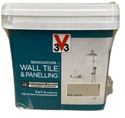 V33 Renovation Wall Tile & Panelling Paint - No Undercoat Needed - For High Moisture Surfaces - Resistant To Temperature Variations - Rye 750ml