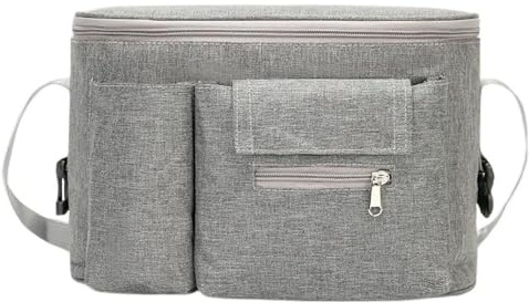 König Design Kinderwagen Organizer Kinderwagentasche Buggy Tasche Getränkehalter Wickeltasche (Grau)