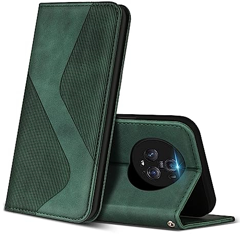 ZONNAVI Hülle für Honor Magic 5 Pro 5G, PU Leder Handyhülle mit Kartenfächer und Standfunktion, Lederhülle Flip Wallet Case Schutzhülle für Honor Magic 5 Pro 5G (Grün)