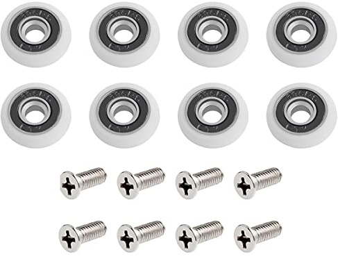 Lot de 8 roulettes de rechange pour porte de douche, 23 mm pour portes incurvées, paroi de douche