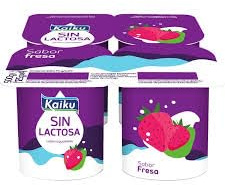 (6 PACK) de 4 x 125 g. KAIKU Yogur sin lactosa con varios sabores (Refrigerado) (FRESA)