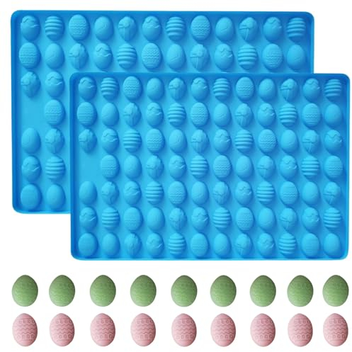 Keepaty Easter Egg Silicone Molds, 72-Cavity Egg Shaped, Mini Gummy Mold for Candy Cookies Jelly Pet Treats Baking