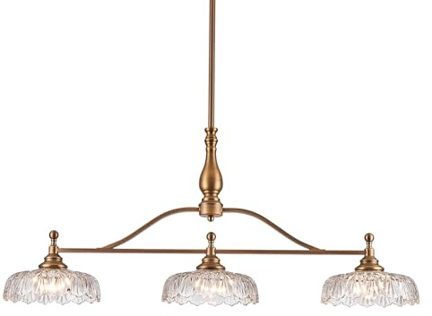 HDDFL Chandeliers Pendant Light Fixture Vintage Pendant Lighting Fixtures 3 Lights Chandelier Matte Brass Kitchen Glass Hanging Lamp for Island Dining Room Living Room