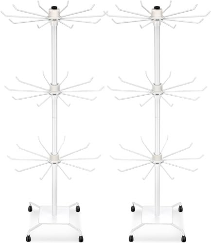 DADEA Confezione da 2 espositori rotanti per gioielli, 3 ripiani, regolabili, in metallo, da appendere, a torre, alla moda, per portachiavi, orecchini, collane (larghezza 71 cm)