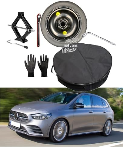 17 Notrad kompatibel mit Mercedes B-Klasse mit Wagenheber, Schlüssel, Handschuhe und Tasche