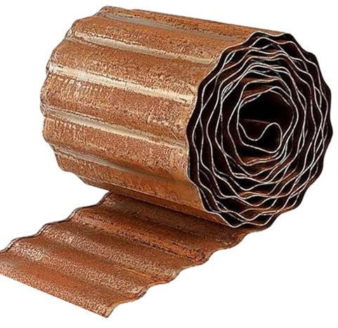 Lawn Edging 10 IN x 20 FT, Heavy Duty Metal Garden Edging No Dig, Corrugated Galvanized Steel Garden Plant Border for Flower Tree Beds, Landscape Edging, Grass Path Sidewalks, Pre-rusted