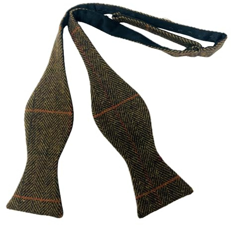 King & Priory Luxuriöse Dijon-Fliege, Fischgrätenmuster, zum Selbstbinden, Tweed, Braun, braun, Einheitsgröße