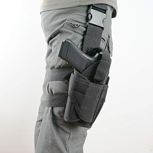 ANSNOW Drop Leg Holster Oberschenkel, Deep Draw Holster, Taktisch Und Verstellbar, Mit Magazintasche, Schwarz, S