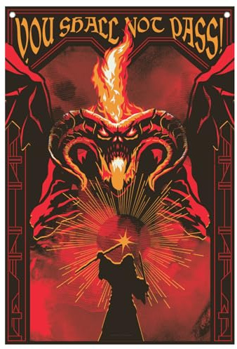 The Lord of the Rings Gandalf vs Balrog Wall Banner - Large 125 x 85cm Room Decor - Official Middle‑Earth Merchandise with Metal Eyelets