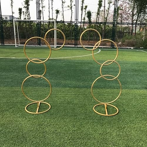 CMYCYDDPLY Runder Traubogen, Blumenständer mit Hoop-Säule, Hochzeitsdeko, Tisch Mittelstück for Hochzeitsbogen aus Metall for Ballonboden, Gangdekoration(Gold,180cm)