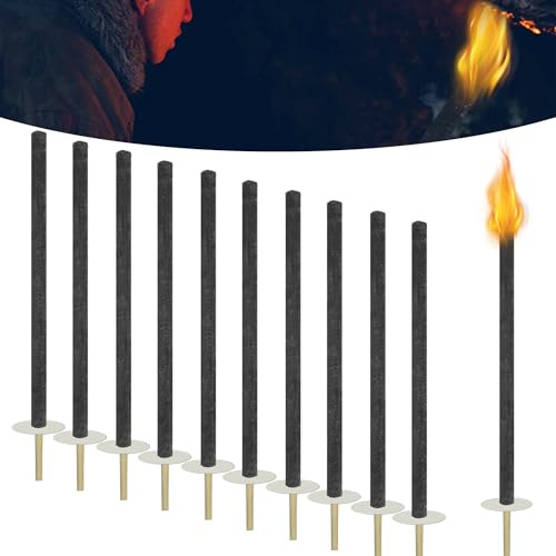 QEENTOE Wachsfackeln 25 Stück Fackeln Für Draußen Fackeln Nachtwanderung Draußen Fackeln Garten Lagerfeuer Outdoor Mit Handschutz 100 min Brennzeit