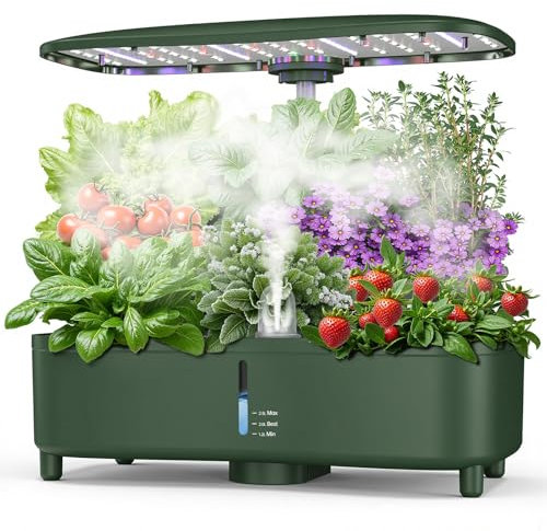 hydroponisches Anzuchtsystem, 15 Pflanzplätzen Indoor Kräutergarten-Set, Smart Garden mit Automatisch Timer, ausgestattet mit Vollspektrum LED-Wachstumsleuchte, Höhenverstellbar, 5L Wassertank
