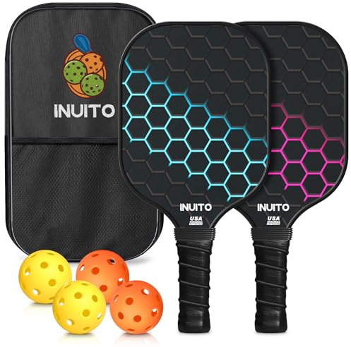 Pickleball Paddles 2026 Pickleball Paddles Set of 2 16mm Thick Paddle with Pickleball Bag Large Sweet Spot Pickle Ball Paddle Set ​for Men Women Pickleball Racket Set of 2