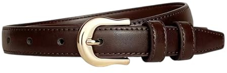 NUREINSS Damen-Gürtel aus Echtleder mit vergoldeter Schnalle für Jeans, Anzughosen & Business-Outfits, 1.8cm Breite Ledergürtel Kaffee 95cm