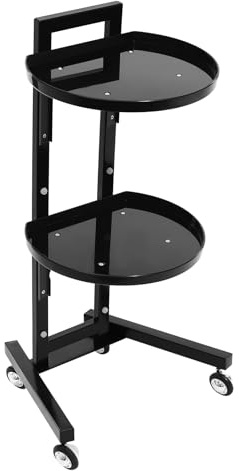 Carrello da parrucchiere, carrello portatile, pieghevole, a semicerchio, carrello degli attrezzi, a 2 livelli, per parrucchiere, cosmetici con 4 ruote