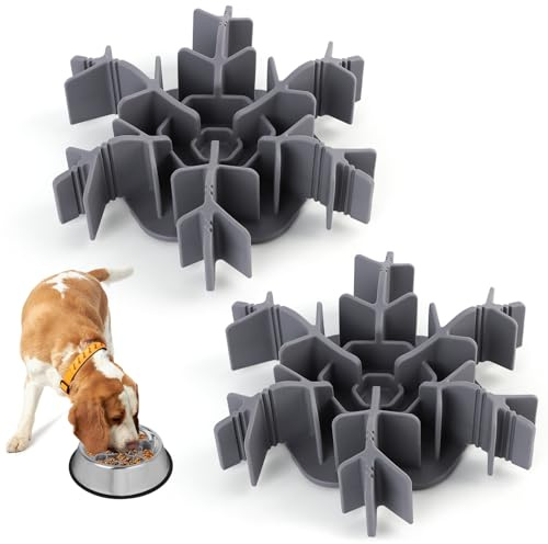 Bartuke Comedero Antivoracidad Perro con 9 potentes ventosas, Inserto de alimentador Lento Silicona de Perro, Plato de alimentación, Longitud Ajustable de 4,7 a 7 Pulgadas (2 Piezas)