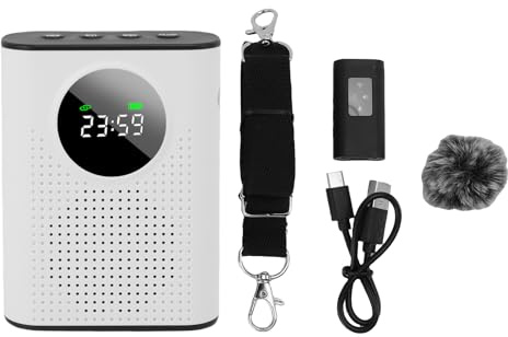 VELATEMOR 2.4G Amplificador de Voz Inalámbrico WiFi, con Pantalla Digital LED Magnética LED y Reducción de Ruido, Camioneta Omnidireccional, Amplificador de Voz del Maestro para Maestros,