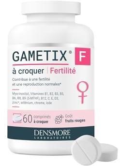 Densmore - GAMETIX F à croquer - Fertilité - Myo-inositol - Cure 2 mois | Myo-Inositol, Acide Folique (Vitamine B9), Zinc et Vitamines, 60 Comprimés à Croquer, Fabriqué en France