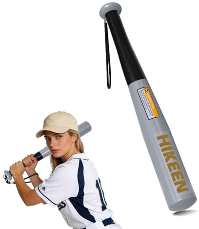 BOOSTEADY Batte de Baseball en Acier Robuste avec Poignée Antidérapante et Bracelet en Paracorde, Longueur Pratique de 43 cm, Compacte et Portable - Argent